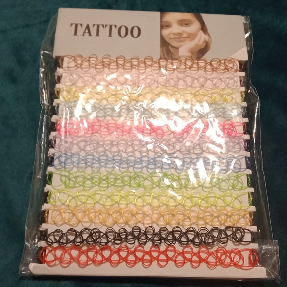 24 pk Choker Necklace Set Stretch Henna Tattoo 90s Party. - Picture 1 of 5